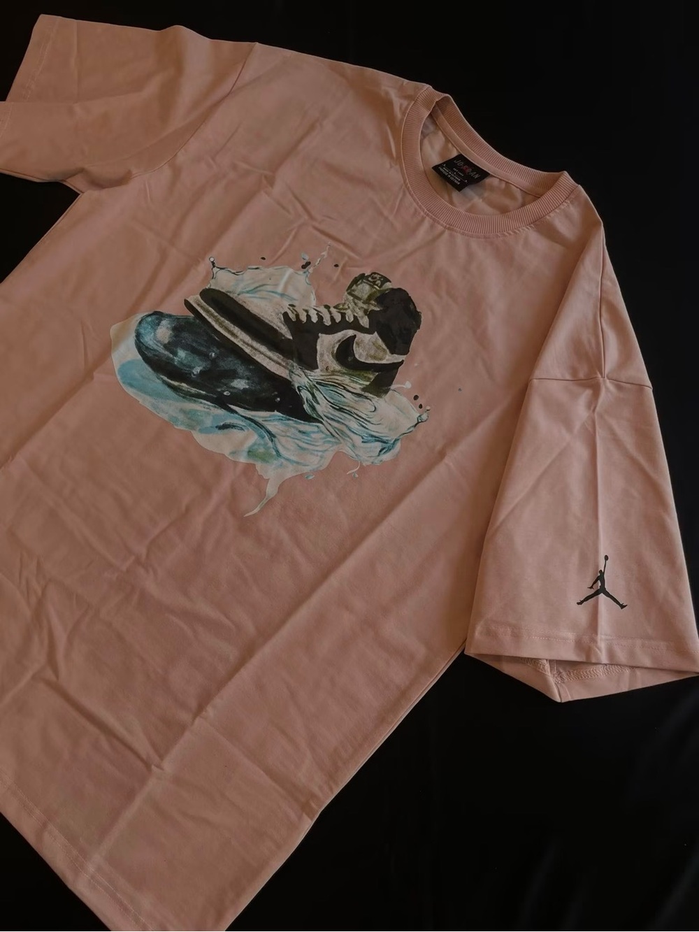 Jordan Pink Tee with Sneaker Splash Graphic